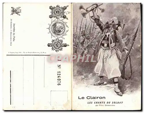 Cartes postales Militaria Le Clairon Les chants du soldat Paul Deroulede