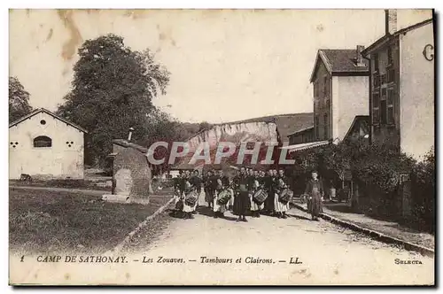 Cartes postales Militaria Camp de Sathonay Les zouaves Tambours et clairons