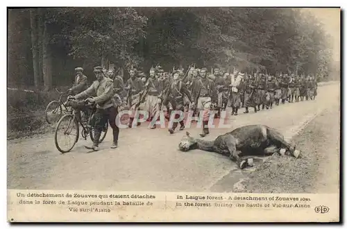 Ansichtskarte AK Militaria Un detachement de zouaves foret de Laigue pendant la bataille de Vic sur l&#39Aisne