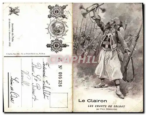 Cartes postales Militaria Le clairon Les chants du soldat Paule Deroulede