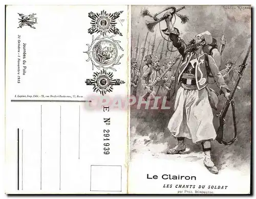 Cartes postales Militaria Le clairon Les chants du soldat Paule Deroulede