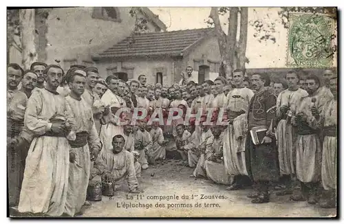 Cartes postales Militaria La 11eme compagnie du 1er Zouaves L&#39epluchage de pommes de terre