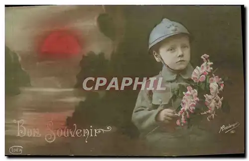 Cartes postales Fantaisie Enfant Soldat Militaria