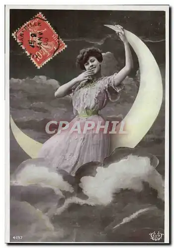 Cartes postales Fantaisie Femme Lune