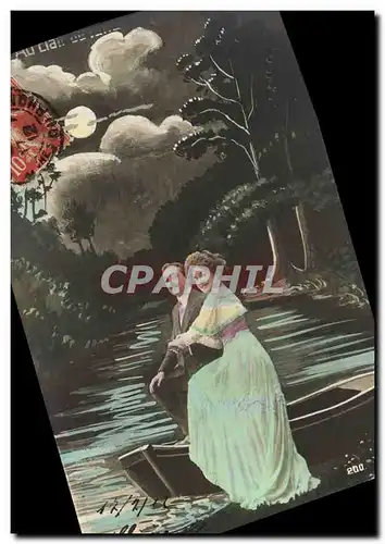 Cartes postales Fantaisie Femme Au clair de lune