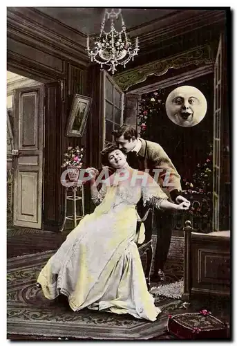 Cartes postales Fantaisie Femme Pleine lune