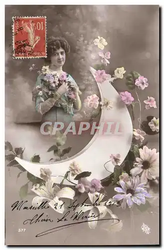 Cartes postales Fantaisie Femme Lune