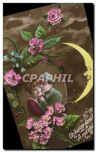 Cartes postales Fantaisie Femme Lune Soldat Militaria