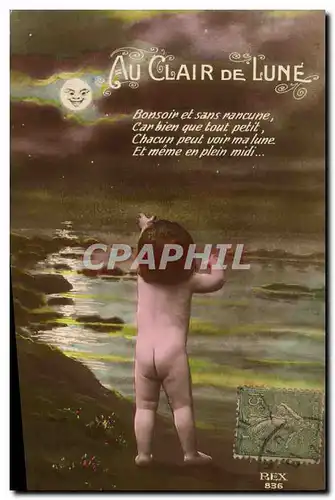 Cartes postales Fantaisie Enfant Au clair de lune