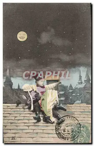 Cartes postales Fantaisie Enfants Lune