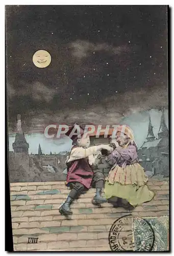 Cartes postales Fantaisie Enfants Lune