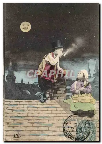 Cartes postales Fantaisie Enfants Lune