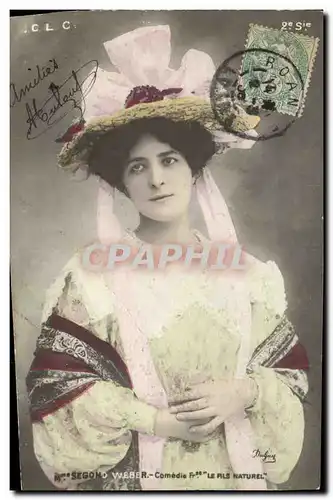 Cartes postales Fantaisie Femme Theatre Mme Segond Weber Comedie Francaise Le Fils naturel