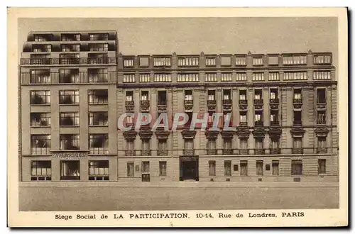 Cartes postales Assurance Siege social de la Participation 10 14 Rue de Londres Paris