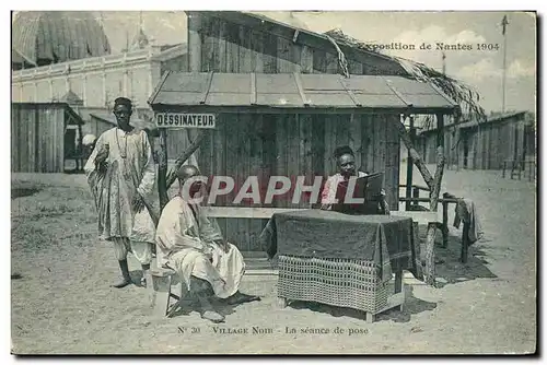 Cartes postales Negre Homme Noir Exposition de Nantes 1904 Village Noir La seance de pose Dessinateur