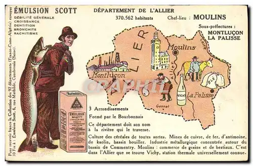 Ansichtskarte AK Carte geographique Emulsion Scott Allier Moulins Montlucon La Palisse