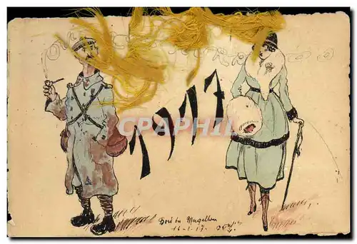 Ansichtskarte AK Fantaisie Illustrateur Femme Soldat Militaria