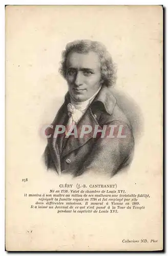 Cartes postales Clery JB Canthanet Valet de Chambre de Louis XVI