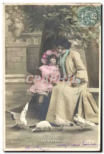 Cartes postales Colombe Colombophilie Les pigeons Femme Enfant