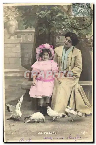 Cartes postales Colombe Colombophilie Les pigeons Femme Enfant