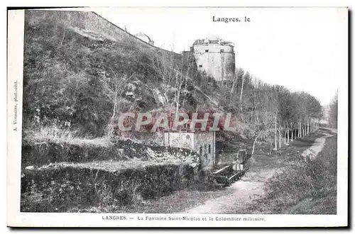 Cartes postales Colombe Colombophilie Langres La fontaine Saint Nicolas et le colombier militaire Militaria