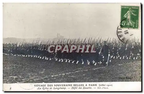 Cartes postales Militaria Voyage des souverains belges a Paris Juillet 1910 La revue de Longchamp Defile des zou