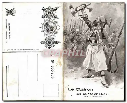 Cartes postales Militaria Le Clairon Les chants du soldat Paul Deroulede