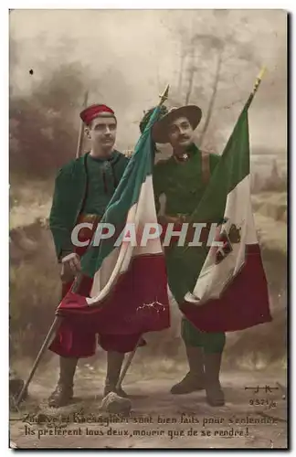 Cartes postales Militaria Zouave France Italie