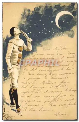 Cartes postales Fantaisie Lune Pierrot TOP