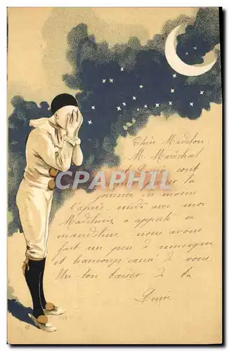 Cartes postales Fantaisie Lune Pierrot TOP