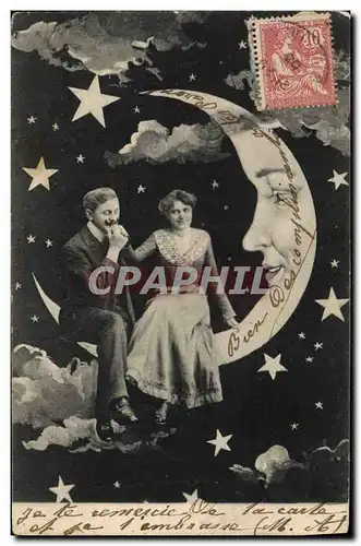 Cartes postales Fantaisie Lune Femme