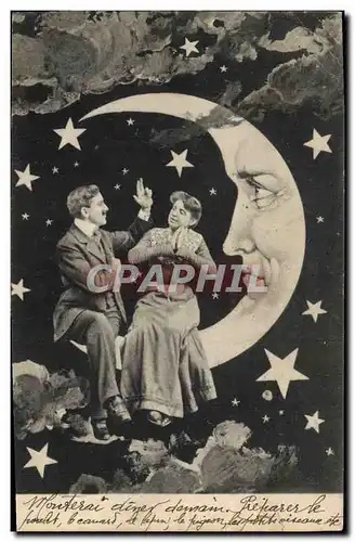 Cartes postales Fantaisie Lune Femme