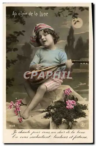 Cartes postales Fantaisie Lune Enfant Au clair de la lune