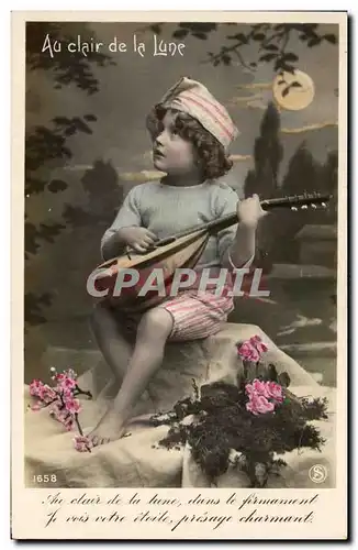 Cartes postales Fantaisie Lune Enfant Au clair de la lune