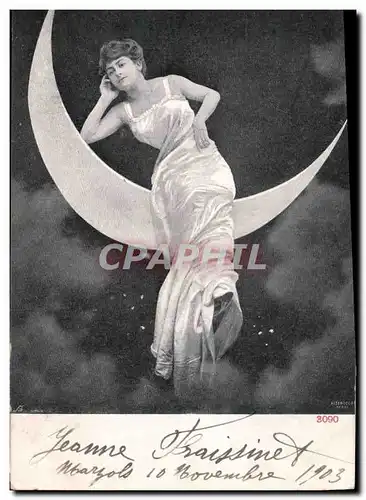 Ansichtskarte AK Fantaisie Lune FEmme