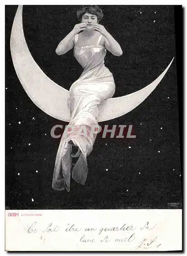 Cartes postales Fantaisie Lune Femme