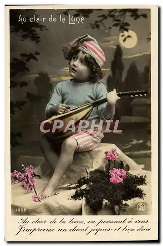 Cartes postales Fantaisie Lune Enfant Au clair de la lune