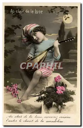 Cartes postales Fantaisie Lune Enfant Au clair de la lune