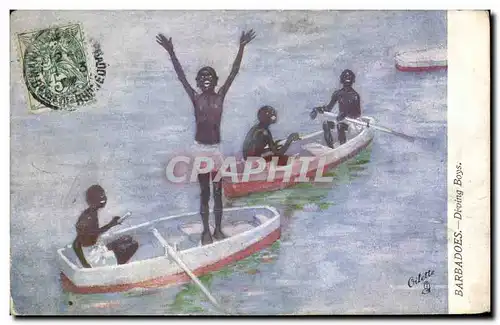 Cartes postales Negre Homme Noir Barbadoes Diving Boys Barbade