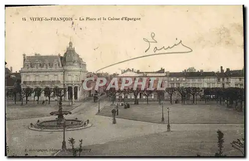 Cartes postales Banque Vitry le Francois La place et la Caisse d&#39Epargne