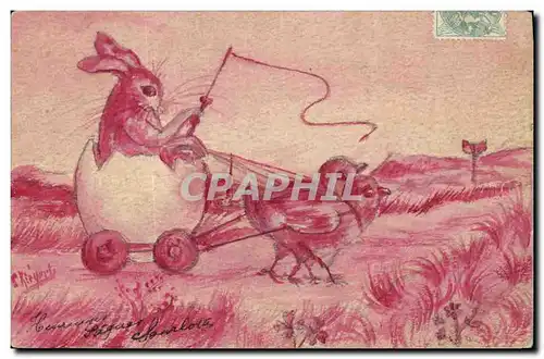 Cartes postales (dessin a la main) Lapin Poussin