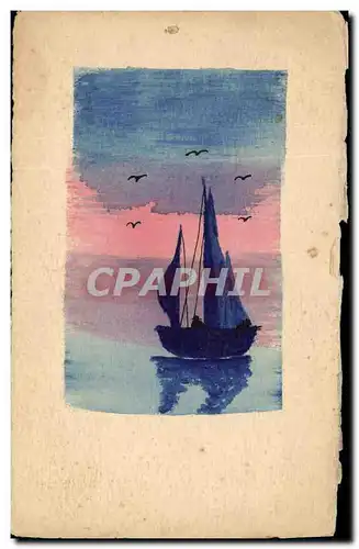 Cartes postales (dessin a la main) Bateau