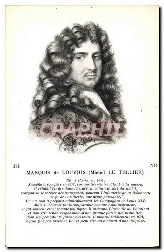 Cartes postales Marquis de Louvois Michel Le Tellier