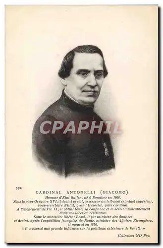 Cartes postales Cardinal Antonelli Giacomo Homme d&#39Etat italien