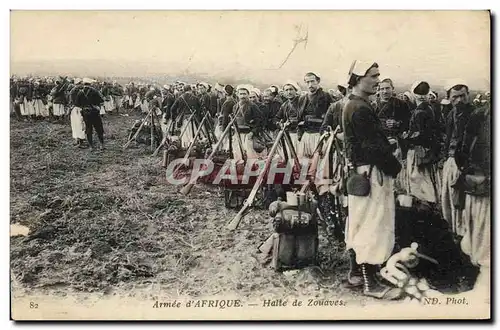 Cartes postales Militaria Armee d&#39Afrique Halte de Zouaves