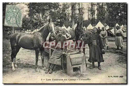 Ansichtskarte AK Militaria Les Zouaves au camp L&#39abreuvoir Chevaux