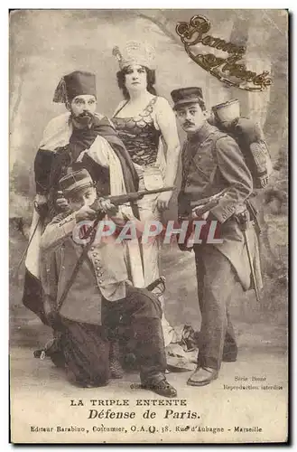 Cartes postales Militaria Zouave La triple entente Defense de Paris