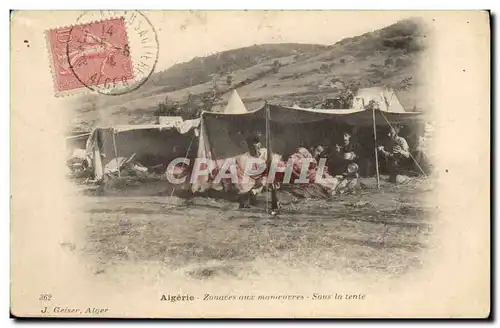 Ansichtskarte AK Militaria Algerie Zouaves aux manoeuvres Sous la tente