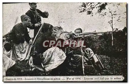 Cartes postales Militaria Zouaves et mitrailleuses en action