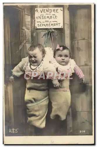 Cartes postales Fantaisie Enfant Bebe A vendre Jumeaux